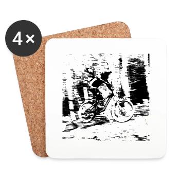 vtt mtb downhill - Dessous de verre (lot de 4) - blanc - Devant
