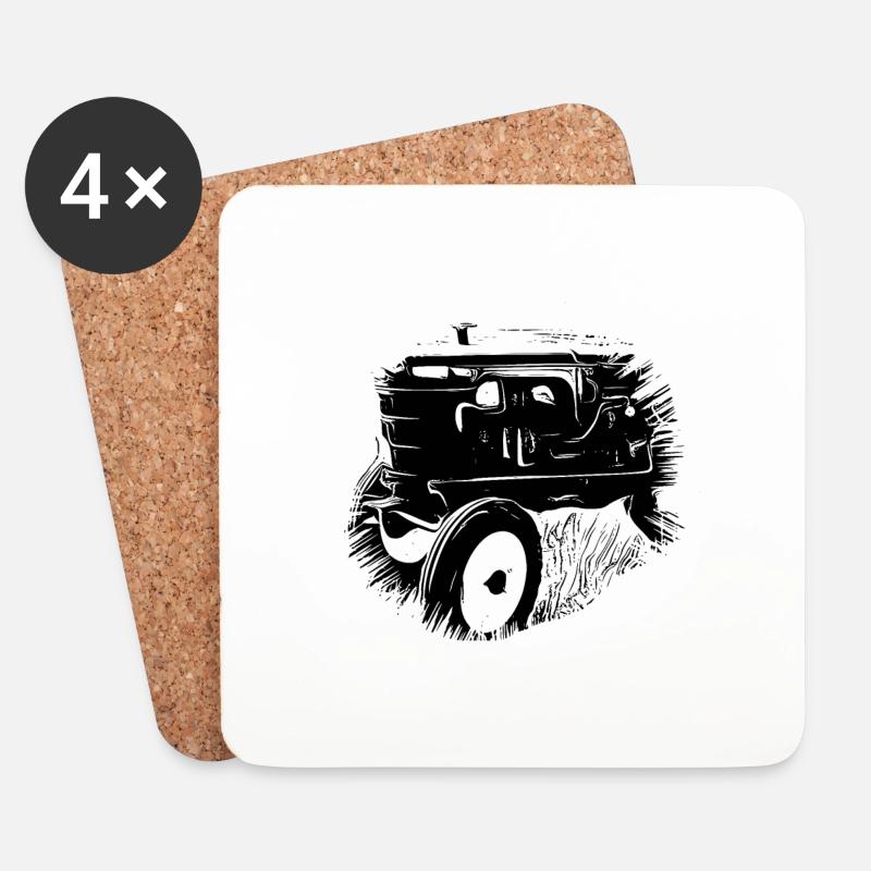 Tractor - Coasters (set of 4) - white