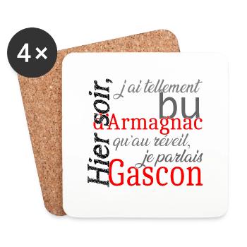 Fan d'armagnac - Dessous de verre (lot de 4) - blanc - Devant