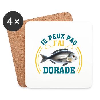 je peux pas j'ai dorade drôles cadeau peche pêche - Dessous de verre (lot de 4) - blanc - Devant