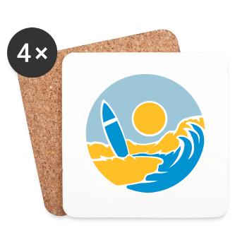 County Beach Surfboard - Coasters (set of 4) - white - Front