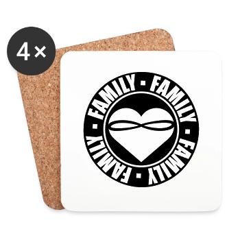 Familie Rund Stempel - Untersetzer (4er-Set) - Weiß - Vorne