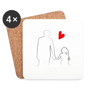 PERE et sa FILLE - Dessous de verre (lot de 4) - blanc - Devant