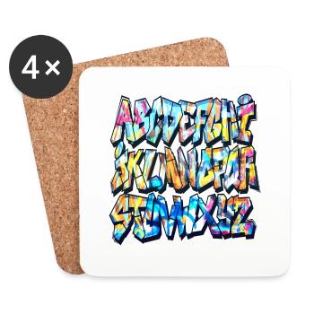 Graffiti alphabet - Coasters (set of 4) - white - Front
