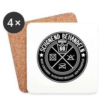 Farben änderbar | Schonend Behandeln 60er Geschenk - Untersetzer (4er-Set) - Weiß - Vorne