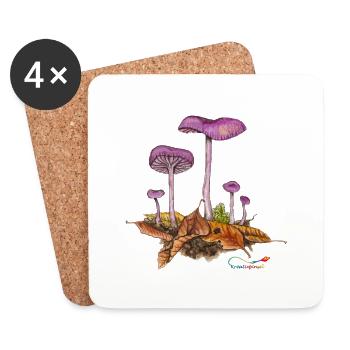 Violetter Lacktrichterling (Laccaria amethystea) - Untersetzer (4er-Set) - Weiß - Vorne