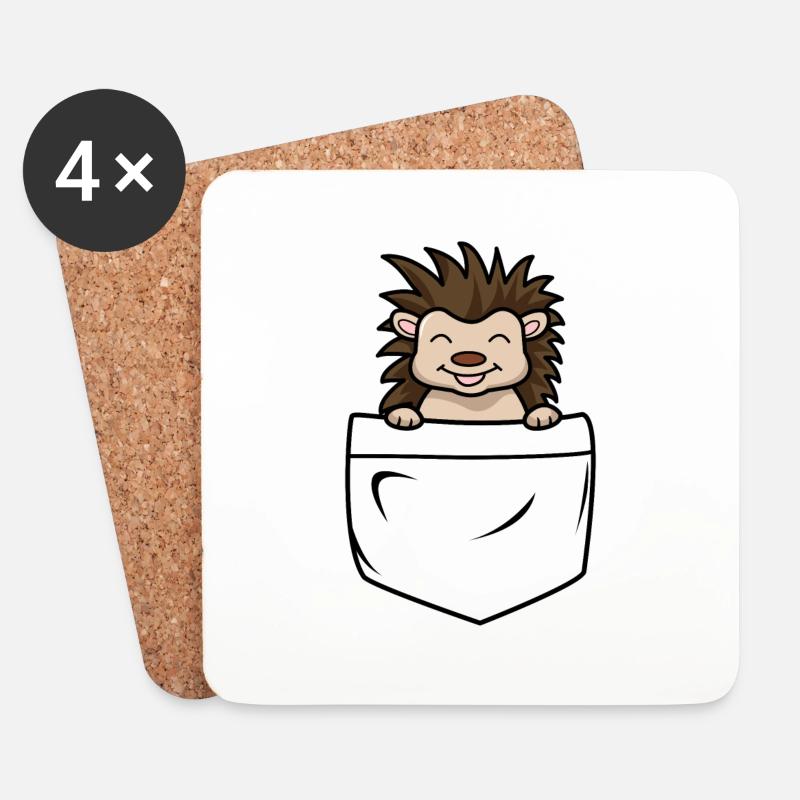 Igel in der Tasche - Untersetzer (4er-Set) - Weiß