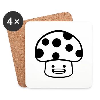 Bande dessinée champignon - Dessous de verre (lot de 4) - blanc - Devant