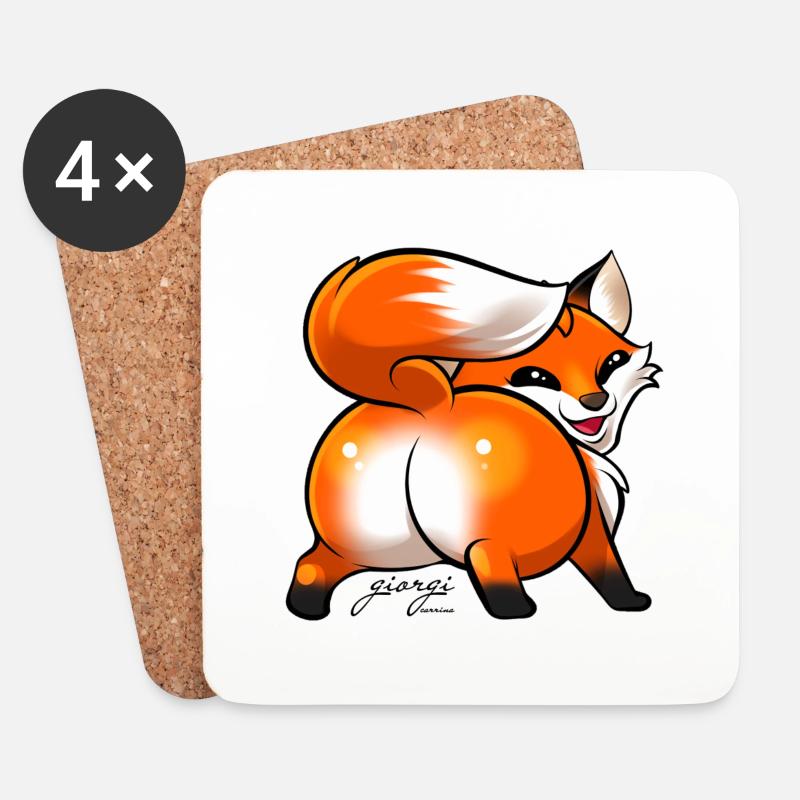 Fox Twerk - Untersetzer (4er-Set) - Weiß