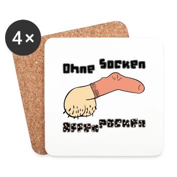 Ohne Socken: Affenpocken - Untersetzer (4er-Set) - Weiß - Vorne