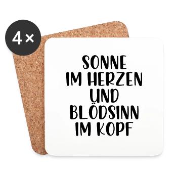 Sonne im Herzen und Blödsinn im Kopf - Untersetzer (4er-Set) - Weiß - Vorne