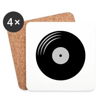Disque vinyle rond - Dessous de verre (lot de 4) - blanc - Devant
