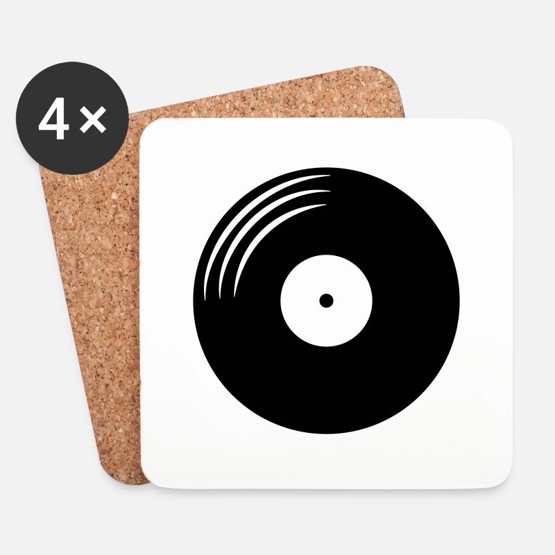 Schallplatte Vinyl rund - Untersetzer (4er-Set) - Weiß