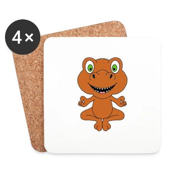 YOGA - PILATES - DINO - DINOSAURIER - FUN - Untersetzer (4er-Set) - Weiß - Vorne