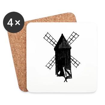 Historische Windmühle Ödland - Untersetzer (4er-Set) - Weiß - Vorne