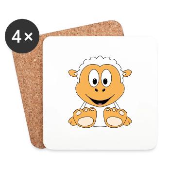 SCHAF - SHEEP - TIER - KIND - BABY - TIERISCH - Untersetzer (4er-Set) - Weiß - Vorne