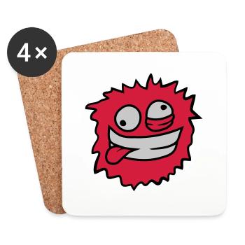Haariges Monster Gesicht - Untersetzer (4er-Set) - Weiß - Vorne