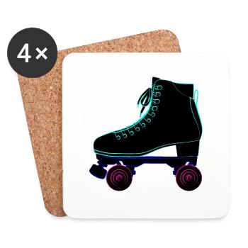 Rollschuhe, roller skates derby skate park, wrotki - Dessous de verre (lot de 4) - blanc - Devant