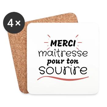 Merci maîtresse pour ton sourire - Dessous de verre (lot de 4) - blanc - Devant