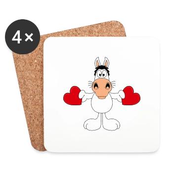 PFERD - SCHIMMEL - LIEBE - LOVE - TIER - PONY - Untersetzer (4er-Set) - Weiß - Vorne