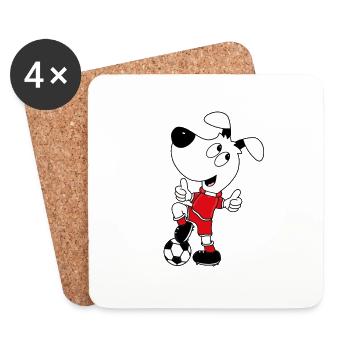 HUND - FUßBALL - SPORT - TIER - KIND - BABY - Untersetzer (4er-Set) - Weiß - Vorne