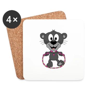 PANTHER - SEILSPRINGEN - TIER - KIND - BABY - Untersetzer (4er-Set) - Weiß - Vorne