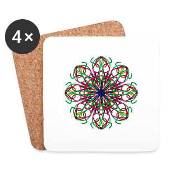 Geometrische Blume - Untersetzer (4er-Set) - Weiß - Vorne
