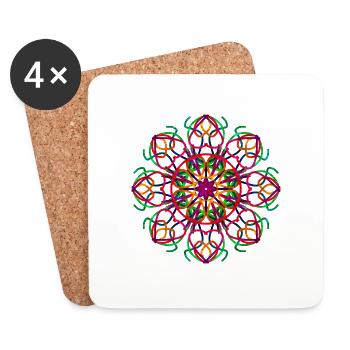 Geometrische Blume - Untersetzer (4er-Set) - Weiß - Vorne