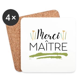 Merci maître - Dessous de verre (lot de 4) - blanc - Devant