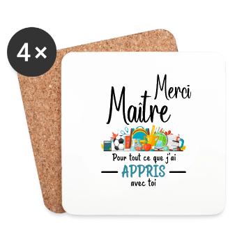 Merci maître pour tout ce que j'ai appris avec toi - Dessous de verre (lot de 4) - blanc - Devant
