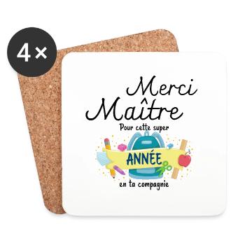 Merci maître pour cette annéee en ta compagnie - Dessous de verre (lot de 4) - blanc - Devant