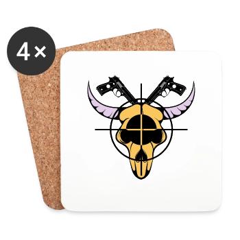 Buffalo Skull - Weapon aimed at the target - Coasters (set of 4) - white - Front
