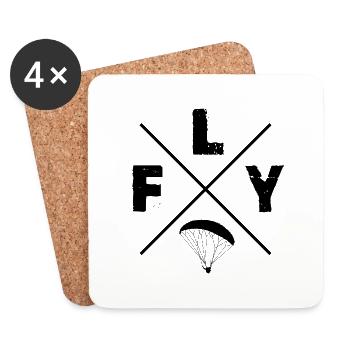 FLY Gleitschirm - Untersetzer (4er-Set) - Weiß - Vorne