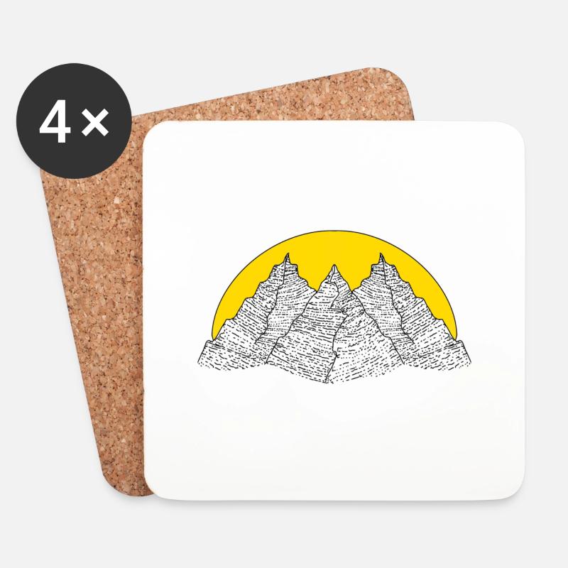 Sun and Mountains - Untersetzer (4er-Set) - Weiß