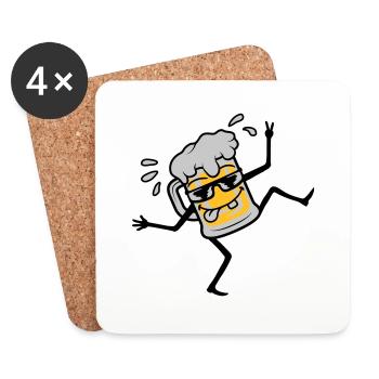 Dancing Cool Party Bière - Dessous de verre (lot de 4) - blanc - Devant