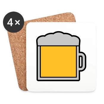 Logo d’icône Grand verre à bière - Dessous de verre (lot de 4) - blanc - Devant