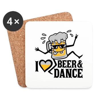 Love Beer and Dance - Untersetzer (4er-Set) - Weiß - Vorne