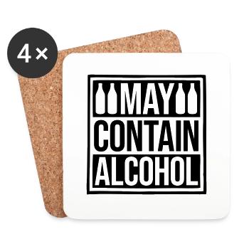 Achtung May Contain Alcohol - Untersetzer (4er-Set) - Weiß - Vorne