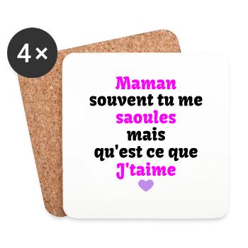 j't'aime Maman - Dessous de verre (lot de 4) - blanc - Devant
