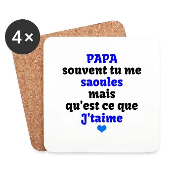 j't'aime papa - Dessous de verre (lot de 4) - blanc - Devant