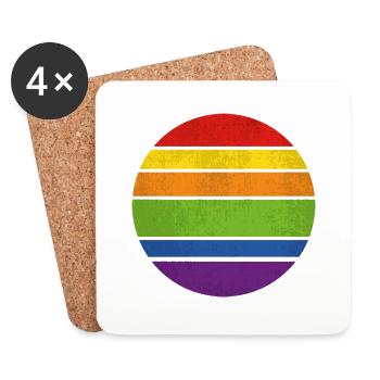 Pride Flag Vintage Rainbow - Coasters (set of 4) - white - Front
