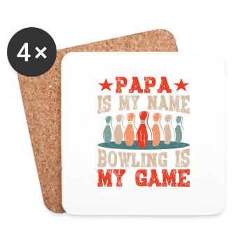 Papa est mon nom Bowling est mon jeu - Dessous de verre (lot de 4) - blanc - Devant
