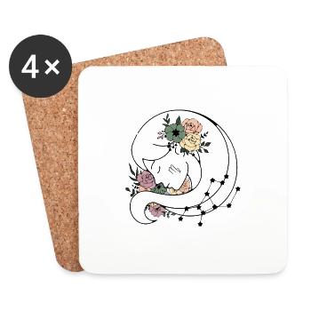 Zodiac Flower Retro - Coasters (set of 4) - white - Front