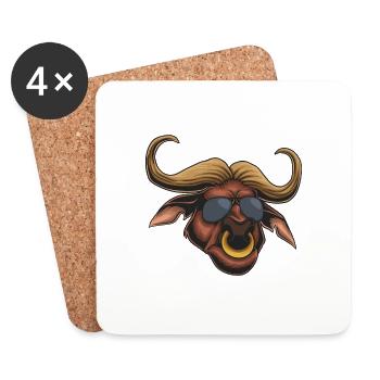 Spanglestree Groovy Bull - Coasters (set of 4) - white - Front