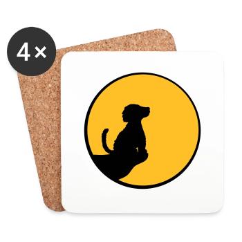 Moon Cliff Sitting Dog - Coasters (set of 4) - white - Front