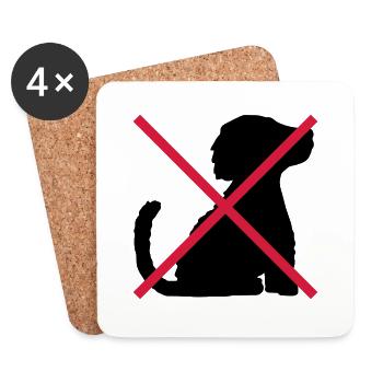 No Dogs Symbol Shield - Coasters (set of 4) - white - Front