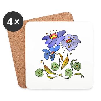 Blumen - Untersetzer (4er-Set) - Weiß - Vorne