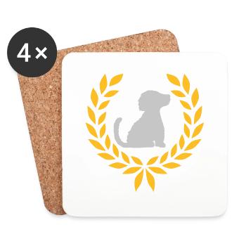 Brave dog laurel wreath silhouette - Coasters (set of 4) - white - Front