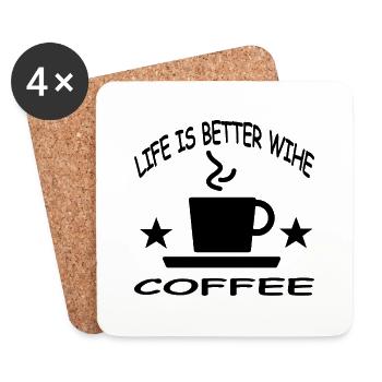 Kaffee - Untersetzer (4er-Set) - Weiß - Vorne