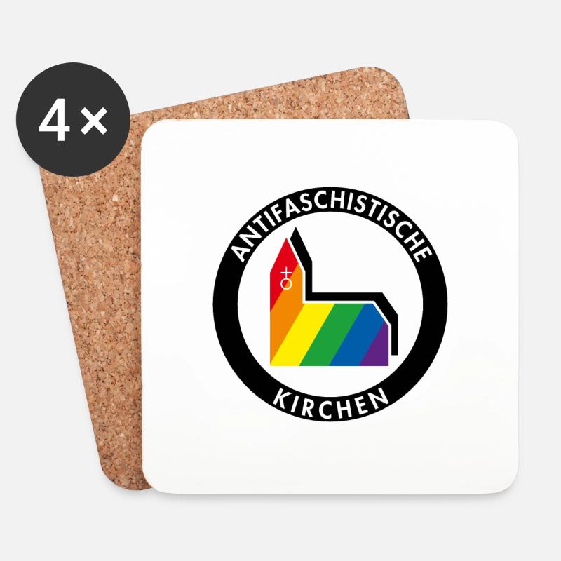 Antifaschistische Kirchen - Untersetzer (4er-Set) - Weiß
